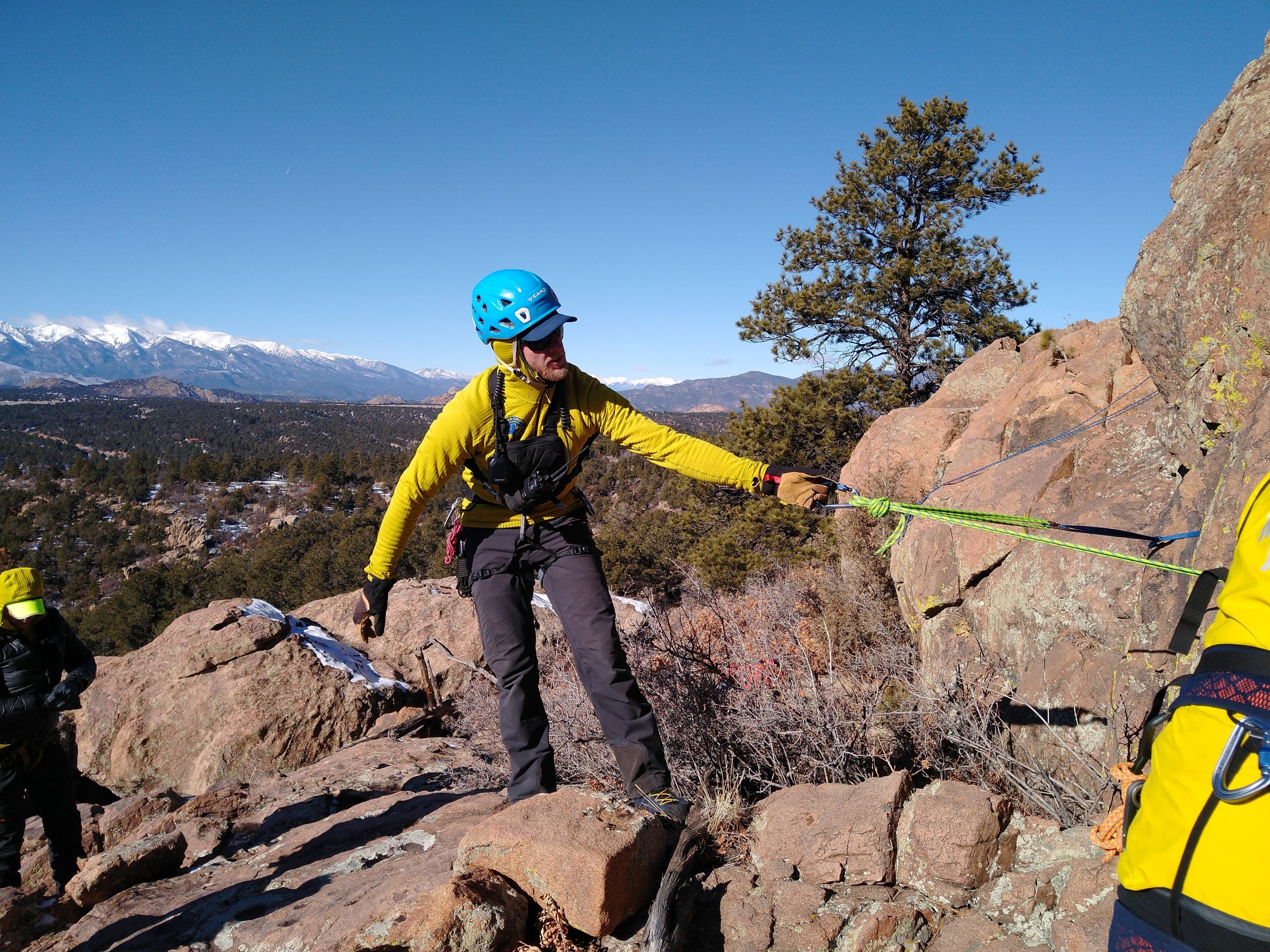 Image of a SAR member building anchors during a 2024 trianing